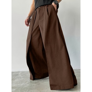 Ανδρικά casual χαλαρά μακριά παντελόνια, με φλίς επένδυση, μη ελαστικό ύφασμα, μονόχρωμο σχέδιο