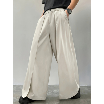 Ανδρικά casual χαλαρά μακριά παντελόνια, με φλίς επένδυση, μη ελαστικό ύφασμα, μονόχρωμο σχέδιο