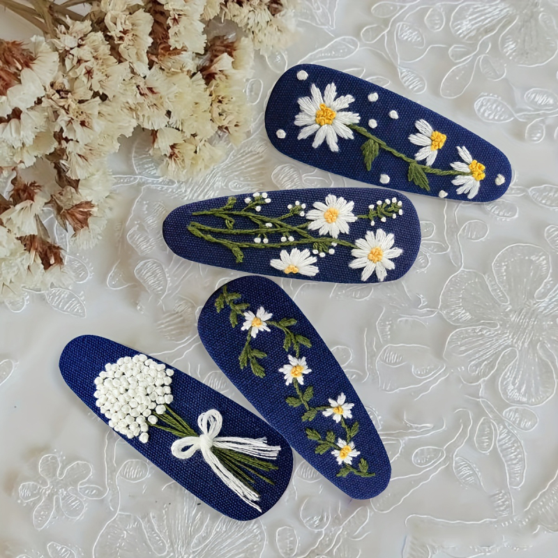 DIY hímzett hajcsat készlet – Junzhi, cikkszám CLB-100016, stílusok: Cute, Pastoral, Creative, Minimalist; testreszabható doboz