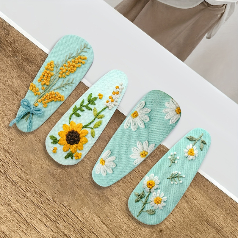 DIY hímzett hajcsat készlet – Junzhi, cikkszám CLB-100016, stílusok: Cute, Pastoral, Creative, Minimalist; testreszabható doboz