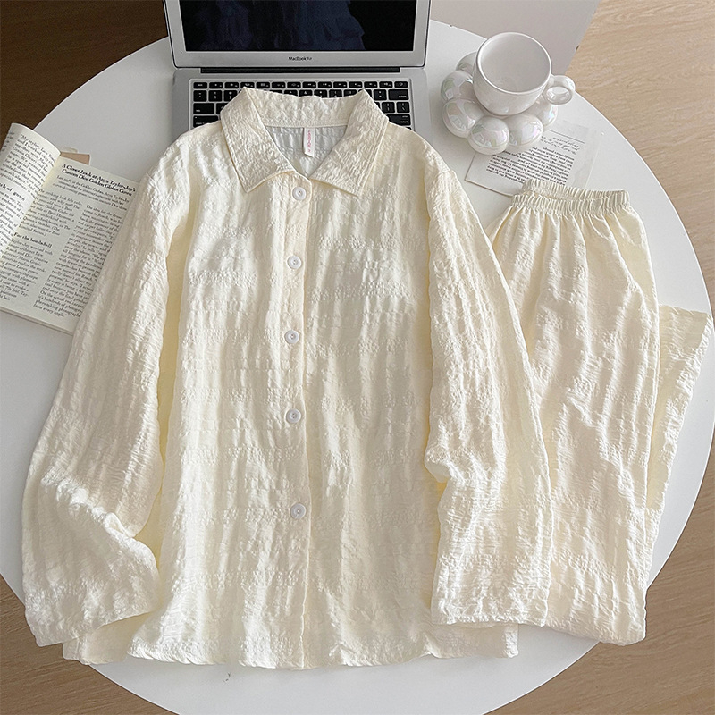 Σετ πιτζάμας με Chest Pad, Cloud Cotton, μακριά μανίκια, cardigan στυλ νυχτερινά ενδύματα για γυναίκες