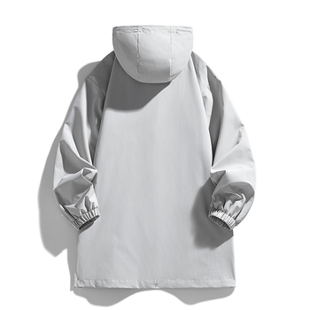 Ανδρικό μπουφάν με κουκούλα, μεσαίου μήκους, χαλαρή γραμμή, τσέπες με φερμουάρ, πολυεστέρας.