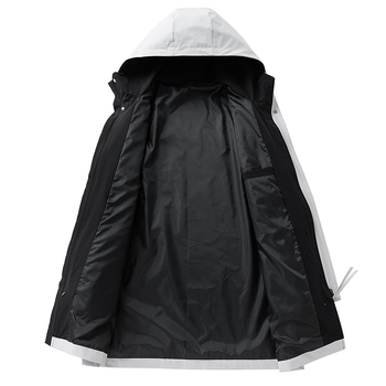 Ανδρικό μπουφάν με κουκούλα, μεσαίου μήκους, χαλαρή γραμμή, τσέπες με φερμουάρ, πολυεστέρας.