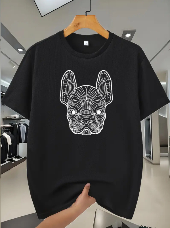 Vīriešu T-krekls, 100% poliesters, sietveida audums, apļveida kakls, īsas piedurknes