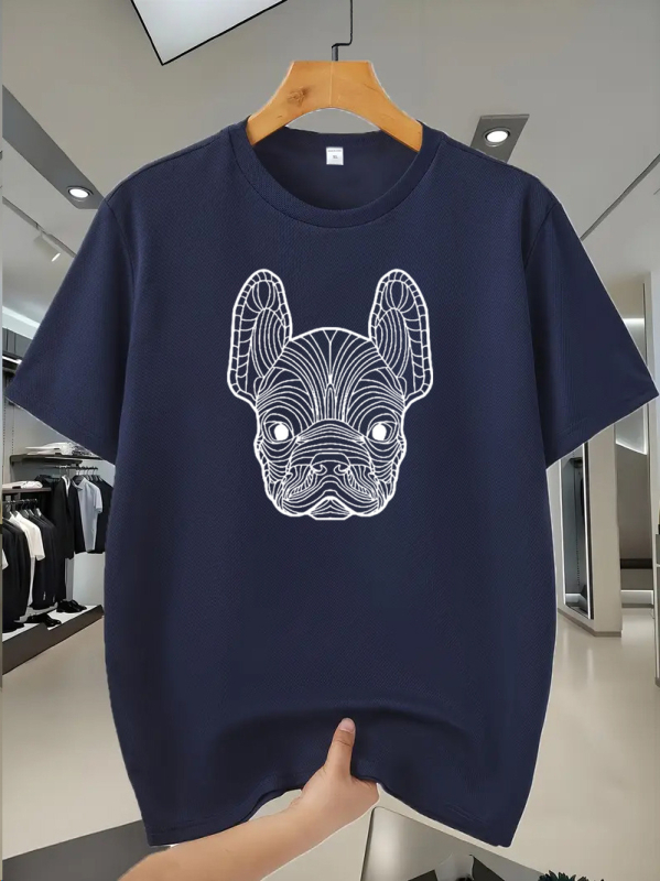 Vīriešu T-krekls, 100% poliesters, sietveida audums, apļveida kakls, īsas piedurknes