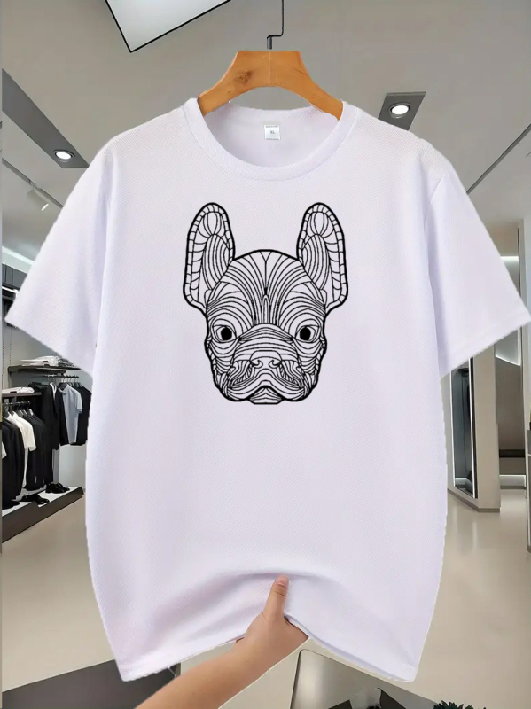 Vīriešu T-krekls, 100% poliesters, sietveida audums, apļveida kakls, īsas piedurknes