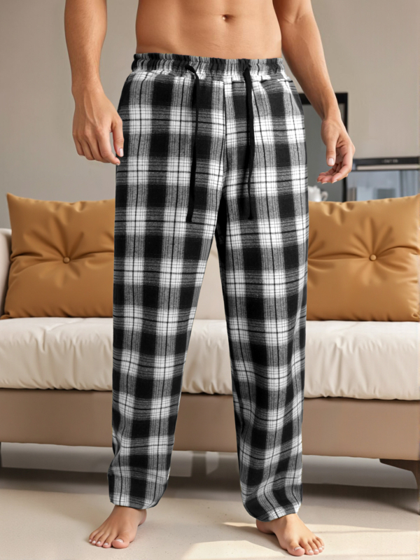 Sportske karirane hlače, ravni kroj, dugačke, srednji pojas, zatvaranje uzicom, pamuk-mješavina, 100% poliester