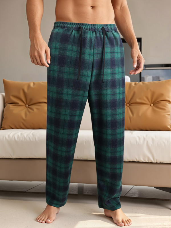 Sportske karirane hlače, ravni kroj, dugačke, srednji pojas, zatvaranje uzicom, pamuk-mješavina, 100% poliester