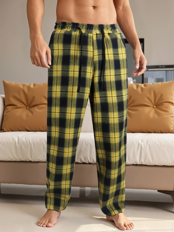 Sportske karirane hlače, ravni kroj, dugačke, srednji pojas, zatvaranje uzicom, pamuk-mješavina, 100% poliester