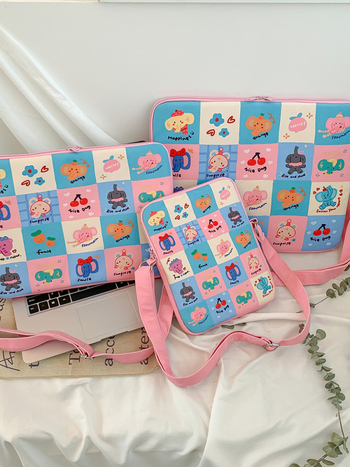 Τσάντα φορητού υπολογιστή από νάιλον, επένδυση πολυεστέρα, σχέδιο φρούτα, unisex, αντικλεπτική λειτουργία