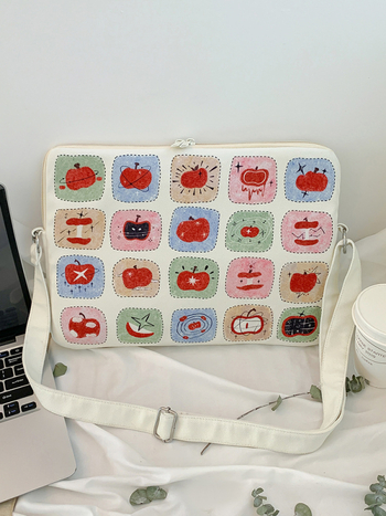 Τσάντα φορητού υπολογιστή από νάιλον, επένδυση πολυεστέρα, σχέδιο φρούτα, unisex, αντικλεπτική λειτουργία