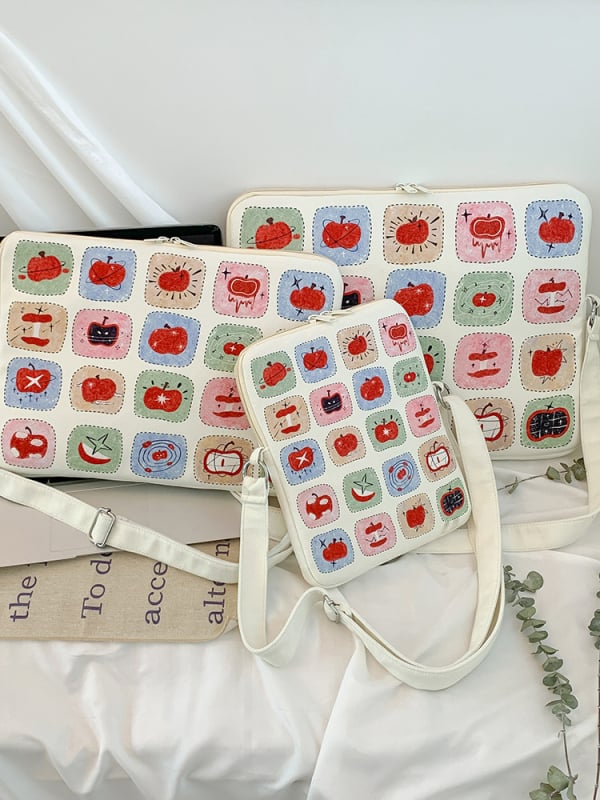 Чанта за лаптоп от нейлон, плоден принт, унисекс, полиестерна подплата, против кражба