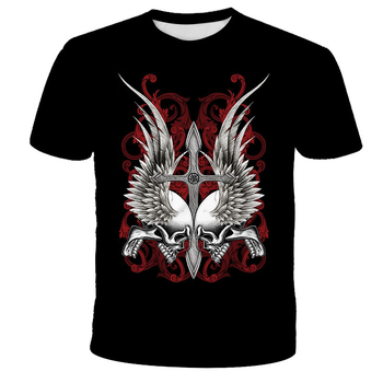 T-krekls ar 3D digitālo apdruku, brīvās piegrieznes, apaļš kakls, īsi piedurknes, poliesteres maisījums