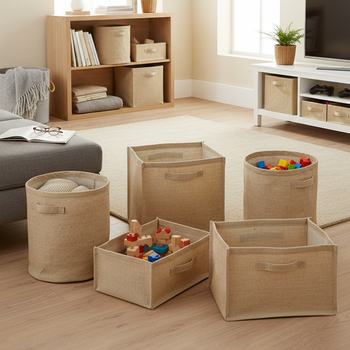 Κάδος αποθήκευσης από ύφασμα κάνναβης - μοντέρνο μινιμαλιστικό στυλ, Cotton Way; κατάλληλος για παπλώματα, εσώρουχα, κοστούμια, καλλυντικά/κοσμήματα, βιβλία και ρούχα