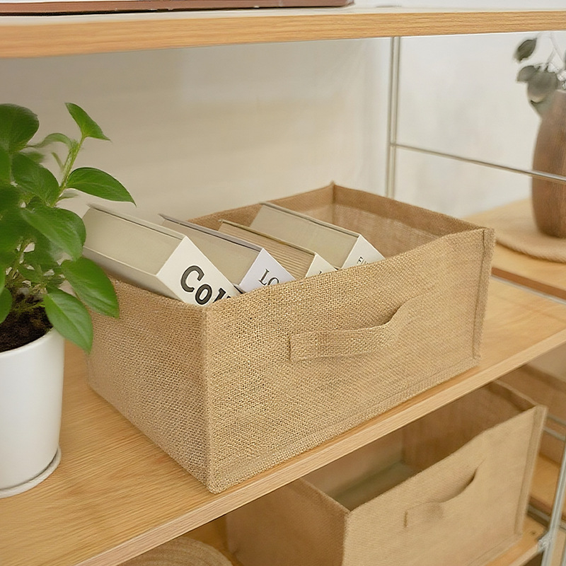 Košara za skladištenje od konopljinog platna - moderni minimalistički stil, Cotton Way; pogodna za deke, donje rublje, odjeću, kozmetiku/ukrase, knjige