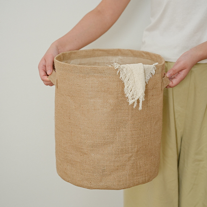 Košara za skladištenje od konopljinog platna - moderni minimalistički stil, Cotton Way; pogodna za deke, donje rublje, odjeću, kozmetiku/ukrase, knjige