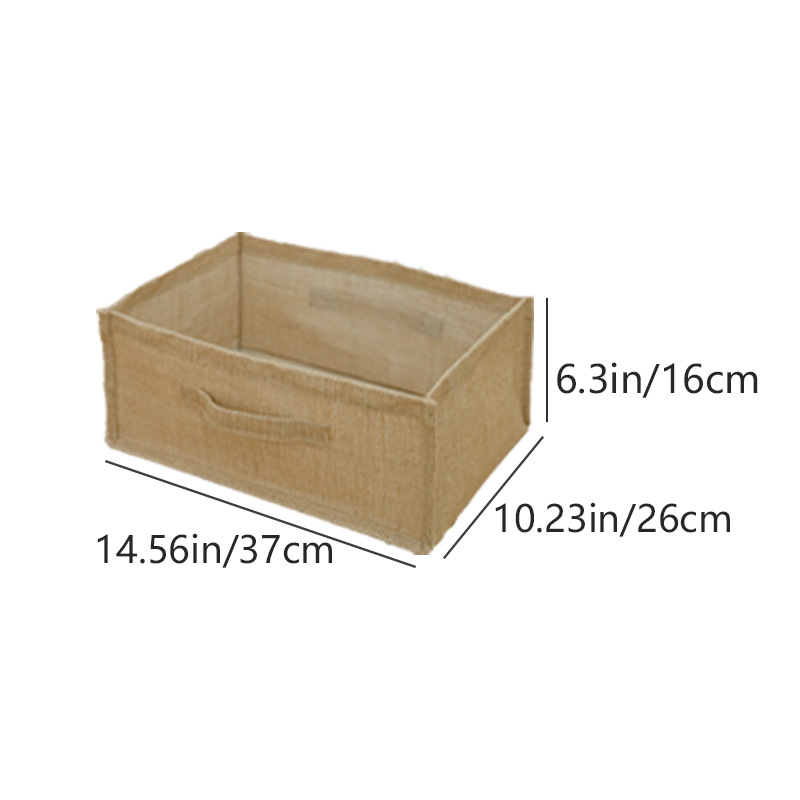 Košara za skladištenje od konopljinog platna - moderni minimalistički stil, Cotton Way; pogodna za deke, donje rublje, odjeću, kozmetiku/ukrase, knjige