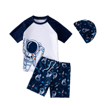 Δύο-τμήμα μαγιό αγοριών, ηλικίες 4–14 ετών, πολυεστέρας 85% με επένδυση 15%, στυλ briefs, χαλαρό μοτίβο, για κολύμβηση και θαλάσσια σπορ