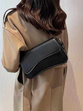 Τσάντα crossbody, αστικός μινιμαλισμός, PU δερμάτινο, οριζόντιο τετράγωνο σχήμα, εσωτερικός χώρος με λαμιναρισμένο φερμουάρ, πολυεστερική επένδυση