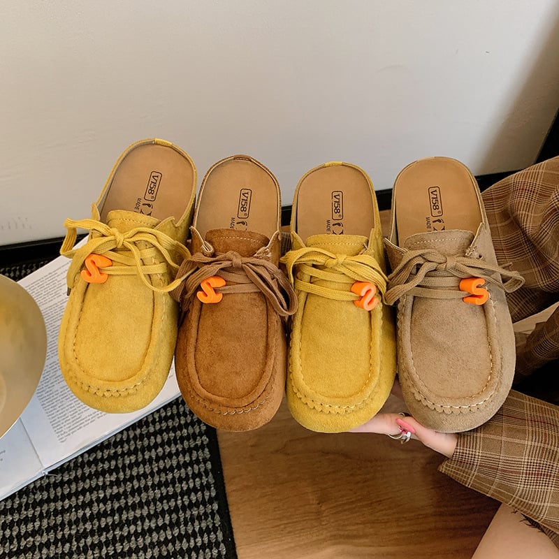 Moteriški slip-on loaferiai su viena juosta ir nėriniais, retro stilius, apvalus nosis, plokščias kulnas, PU viršus, guma padas