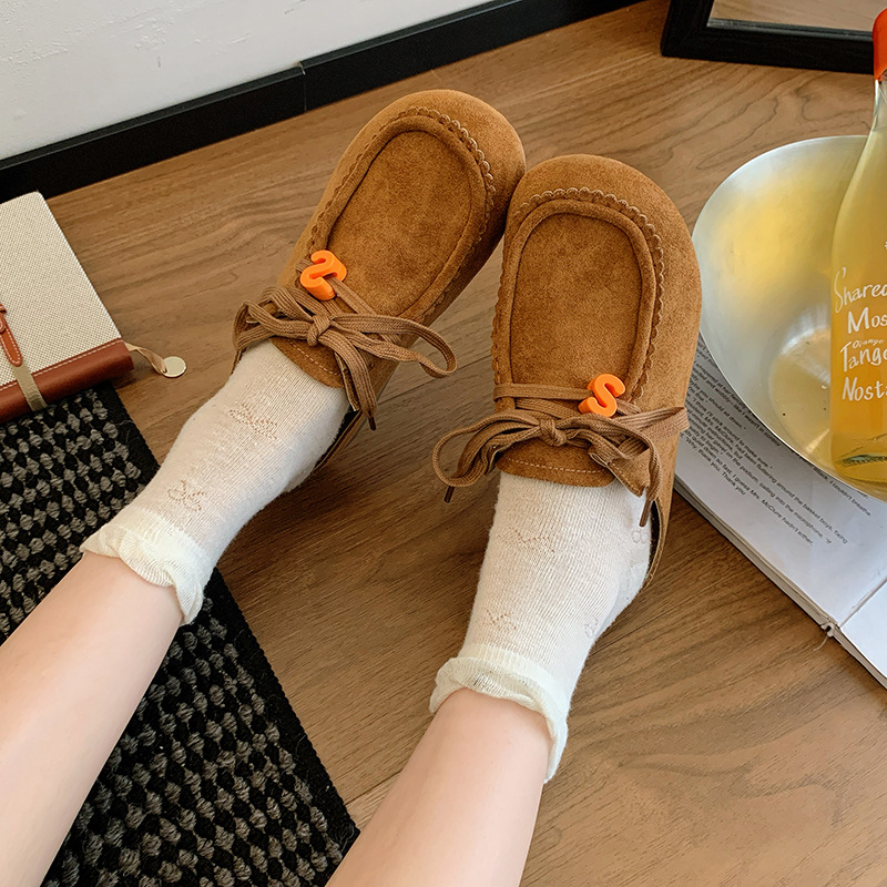 Дамски лоуфъри без връзки с една презрамка и дантели, винтидж стил, закръглен нос, плоска подметка, PU горна част, гумена подметка