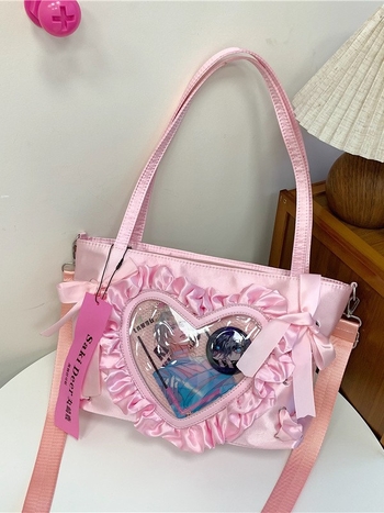 Φρέσκο και γλυκό στυλ Velvet Tote Bag – Μεσαίου μεγέθους, Κλείσιμο με φερμουάρ, Τσέπη με φερμουάρ