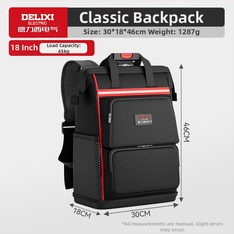 Delixi Electric раница за инструменти с двойни презрамки - пренасяне на инструменти и електроинструменти, организация на инструментите, стил раница