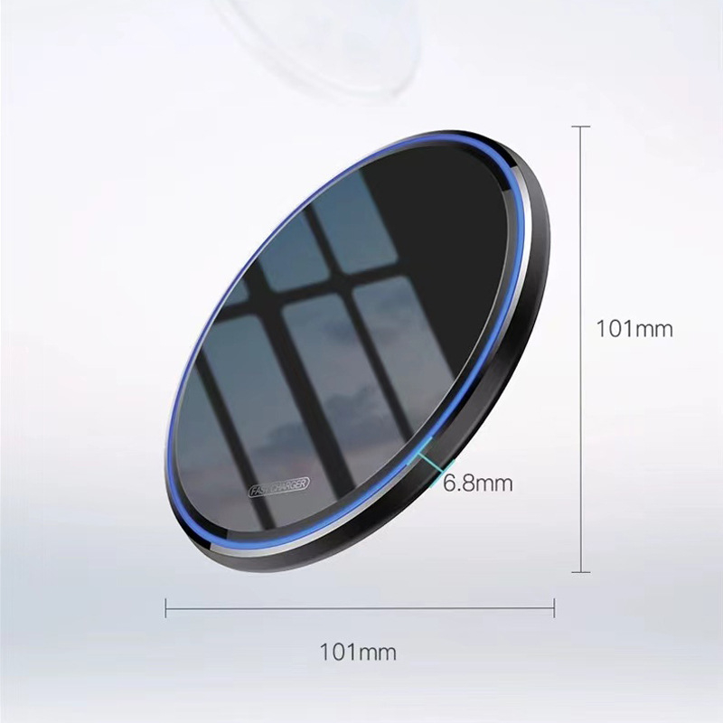 Datora galda bezvadu uzlādzējs, 15W, apaļš alumīnija sakausējuma korpuss, 2A izeja, QC2.0, saderīgs ar Apple un Huawei