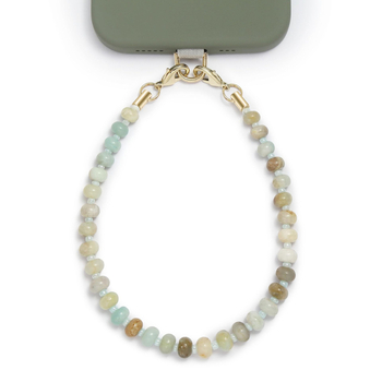 Телефонен синджир с полускъпоценни камъни, ръчна мънистена изработка, оризови мъниста, модерен аксесоар, пролет 2025