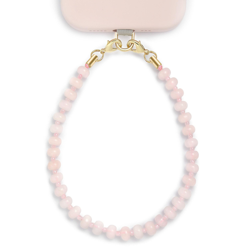 Телефонен синджир с полускъпоценни камъни, ръчна мънистена изработка, оризови мъниста, модерен аксесоар, пролет 2025