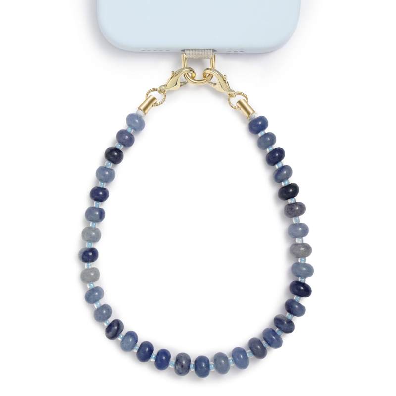 Телефонен синджир с полускъпоценни камъни, ръчна мънистена изработка, оризови мъниста, модерен аксесоар, пролет 2025