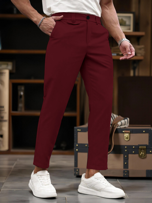 Ανδρικά casual παντελόνια, ίσια γραμμή, μήκος 9/10, μέση, φερμουάρ, πολυεστέρας 95% με ελαστικότητα