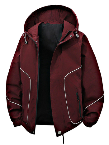 Μπουφάν εργασίας εξωτερικού χώρου με κουκούλα, χαλαρή εφαρμογή, 100% πολυεστέρας, διαπνέον, φερμουάρ