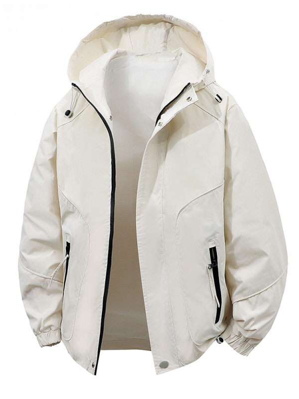 Μπουφάν εργασίας εξωτερικού χώρου με κουκούλα, χαλαρή εφαρμογή, 100% πολυεστέρας, διαπνέον, φερμουάρ