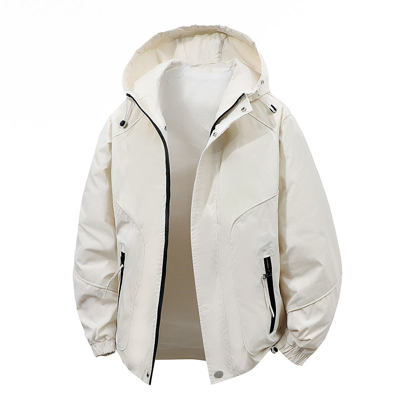 Μπουφάν εργασίας εξωτερικού χώρου με κουκούλα, χαλαρή εφαρμογή, 100% πολυεστέρας, διαπνέον, φερμουάρ