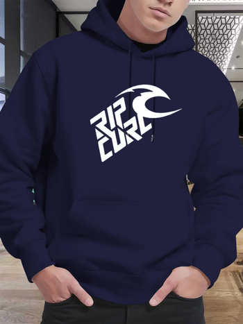 Худи суитшърт с печат на букви, 96% полиестер, дълъг ръкав, зимен пуловер