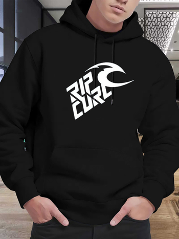 Худи суитшърт с печат на букви, 96% полиестер, дълъг ръкав, зимен пуловер