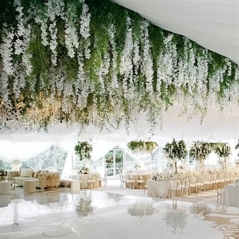 Κρεμαστά λουλούδια Wisteria, τεχνητά, 12 τεμάχια, από πλαστικό και μεταξωτά άνθη, για γάμους και διακόσμηση οικίας