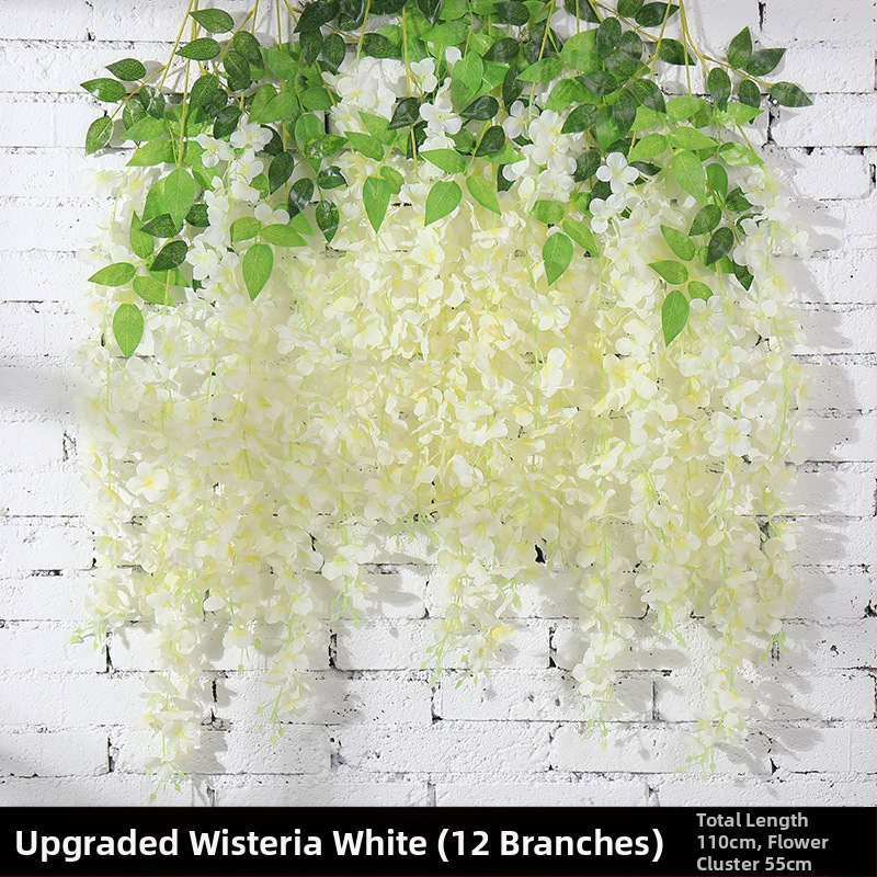 Wisteria függő virágok, mesterséges, 12 db, műanyag és selyem virágok, esküvőre és otthoni dekorációhoz