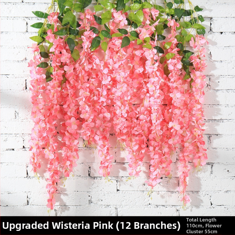 Wisteria függő virágok, mesterséges, 12 db, műanyag és selyem virágok, esküvőre és otthoni dekorációhoz