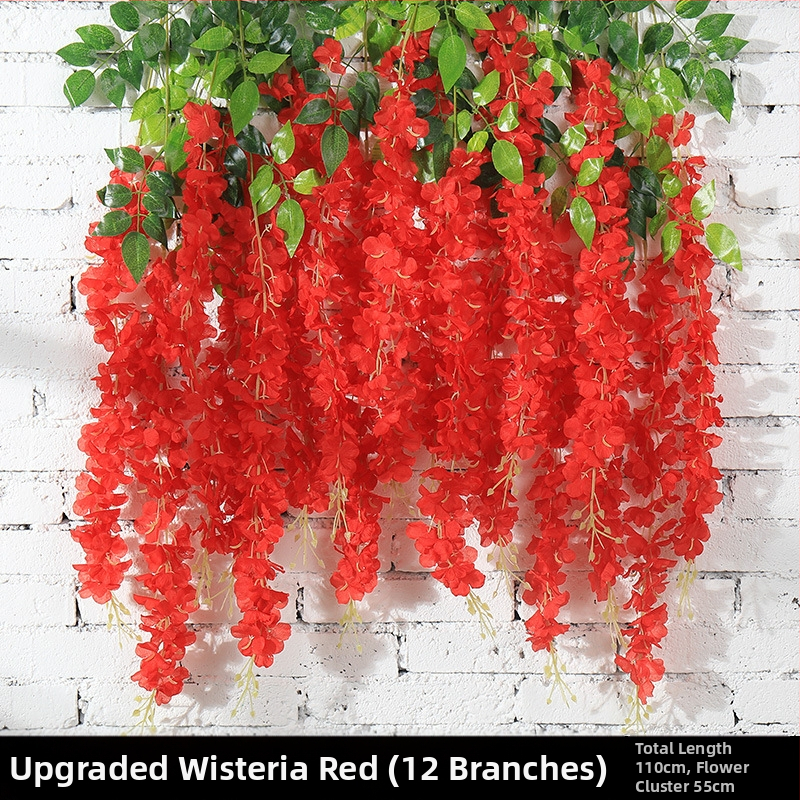 Wisteria függő virágok, mesterséges, 12 db, műanyag és selyem virágok, esküvőre és otthoni dekorációhoz