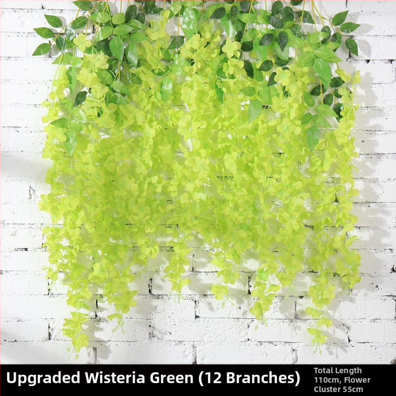 Wisteria függő virágok, mesterséges, 12 db, műanyag és selyem virágok, esküvőre és otthoni dekorációhoz