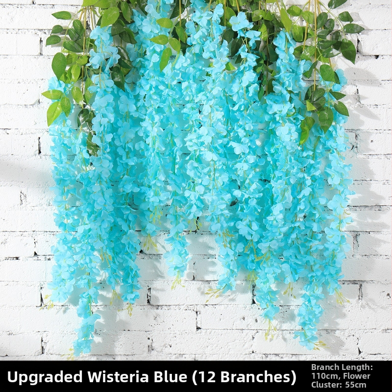 Wisteria függő virágok, mesterséges, 12 db, műanyag és selyem virágok, esküvőre és otthoni dekorációhoz