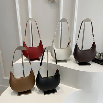 Torba za pazuh od PU-a, gradski minimalistički stil, dumpling oblik, zatvarač na zip