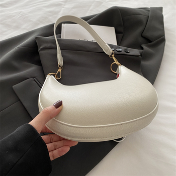 Τσαντάκι PU για μασχάλη, αστικός μινιμαλιστικός στυλ, σε σχήμα dumpling, με φερμουάρ