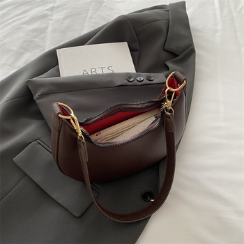 Τσαντάκι PU για μασχάλη, αστικός μινιμαλιστικός στυλ, σε σχήμα dumpling, με φερμουάρ