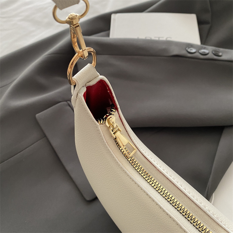 Torba za pazuh od PU-a, gradski minimalistički stil, dumpling oblik, zatvarač na zip