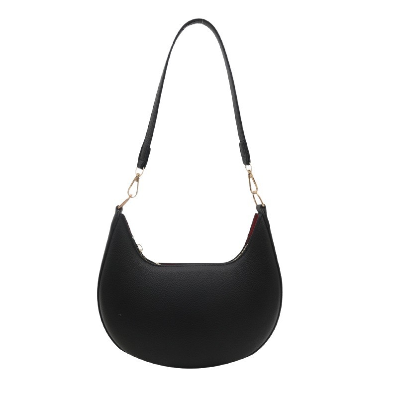 Torba za pazuh od PU-a, gradski minimalistički stil, dumpling oblik, zatvarač na zip