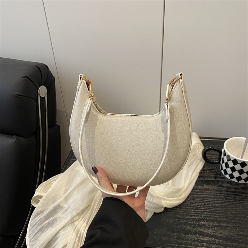 Torba za pazuh od PU-a, gradski minimalistički stil, dumpling oblik, zatvarač na zip