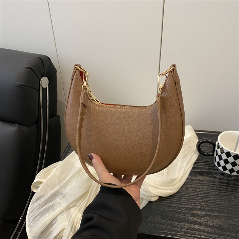 Torba za pazuh od PU-a, gradski minimalistički stil, dumpling oblik, zatvarač na zip